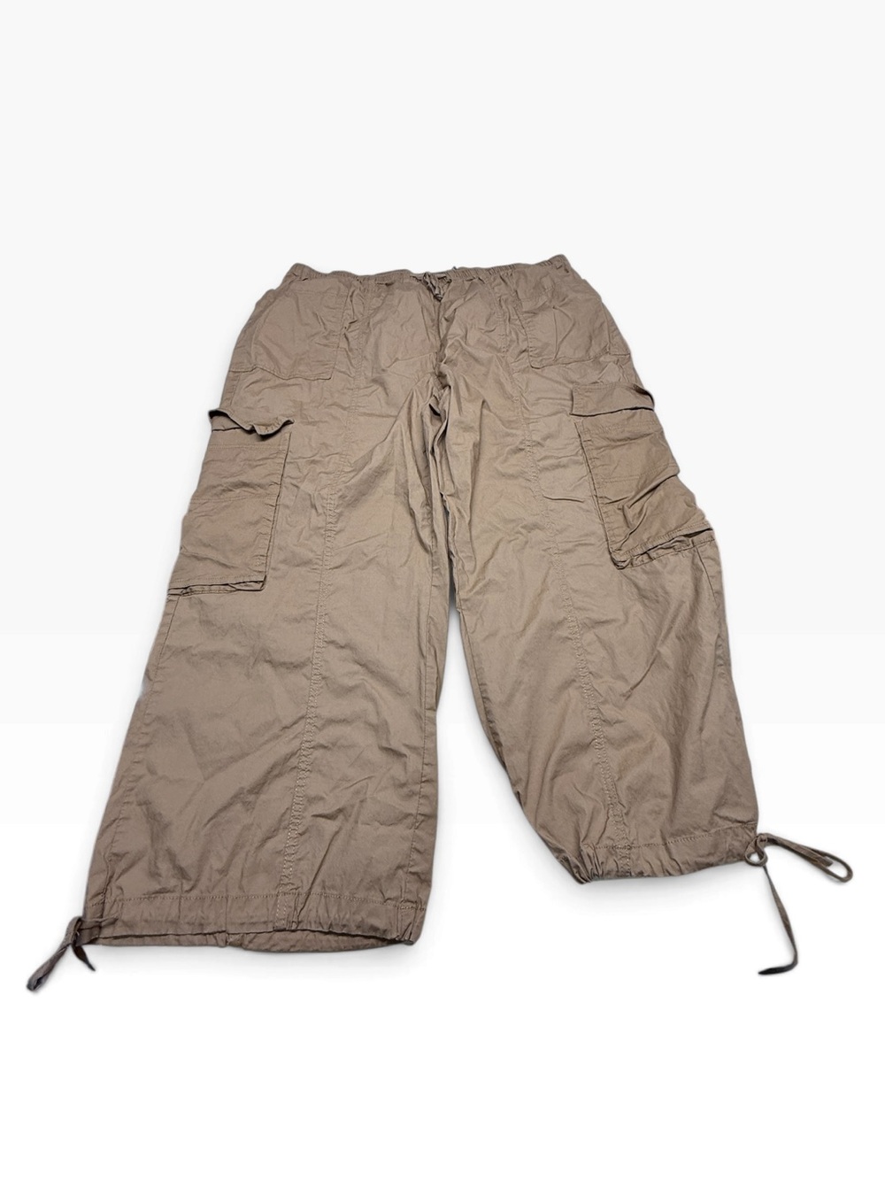Torrid 3S Plus Cargo Pants Brown Khaki Drawstring Hem Utility Pockets Y2K